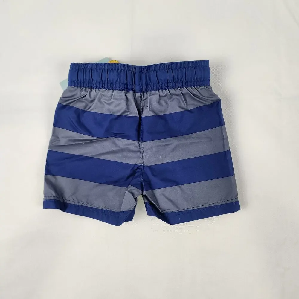 Cat & Jack Toddler Boys Gray Striped Swim Trunks Infant 18 Months UPF 50+